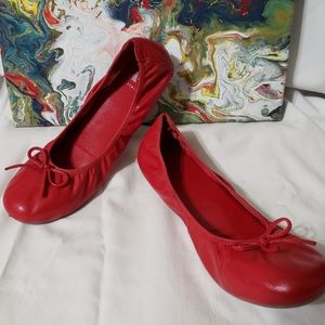 Red Leather Ballet Flats